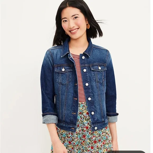 LOFT Jackets Coats Loft Denim Trucker Jacket In Light Indgo